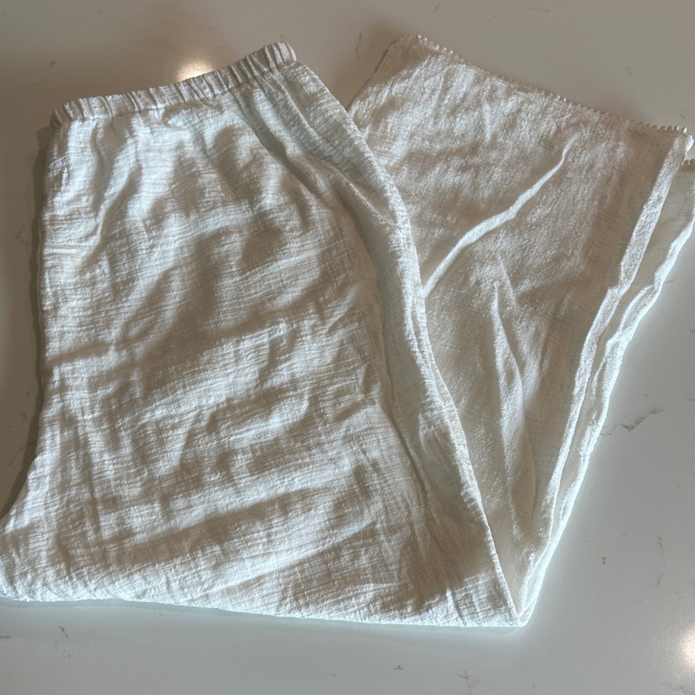 White wide leg Pants/ swim cover up